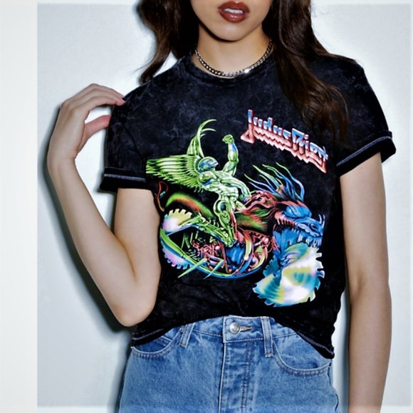 Global Tops - Judas Priest Painkiller rock Mineral Wash Official Boyfriend T-Shirt XL NWT
